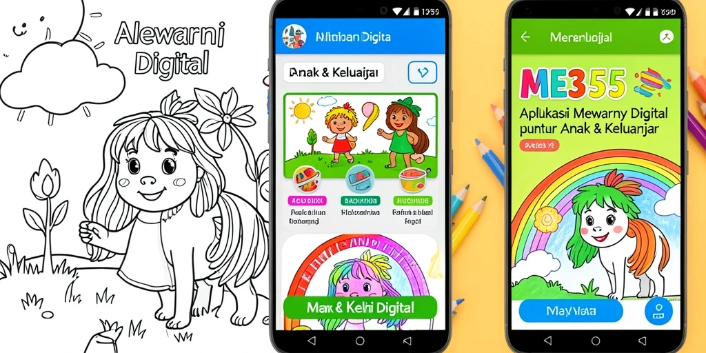 Antarmuka ME355 menunjukkan gambar mewarnai yang interaktif dan menyenangkan.