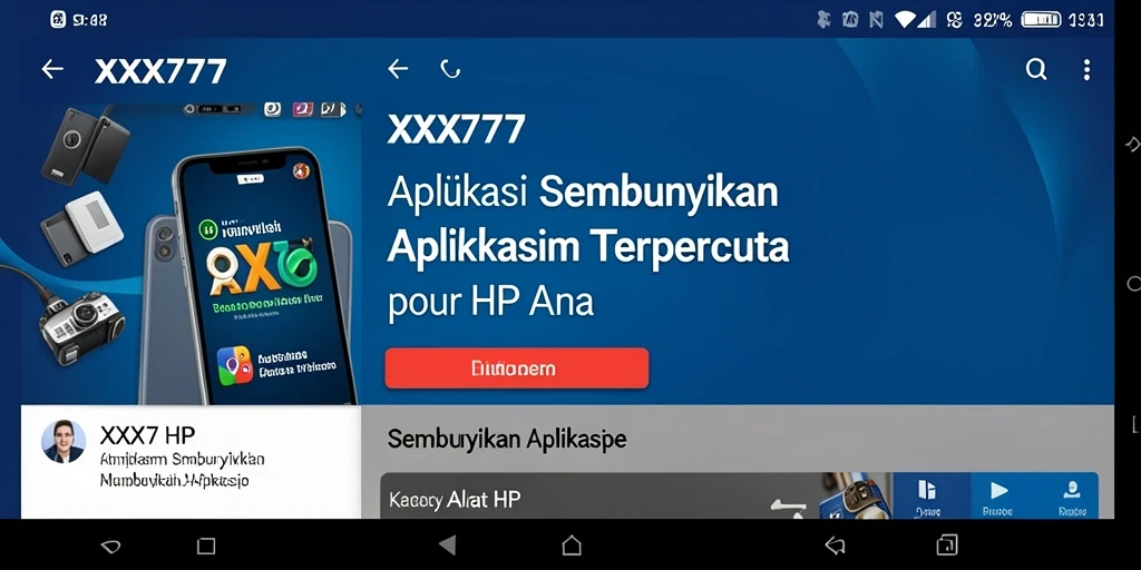 Antarmuka XXX777 yang intuitif untuk menyembunyikan aplikasi.